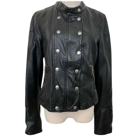 We The Free FP New Dawn Vegan Leather Black Removable Hood Motto Grunge Punk Jac - Picture 5 of 12